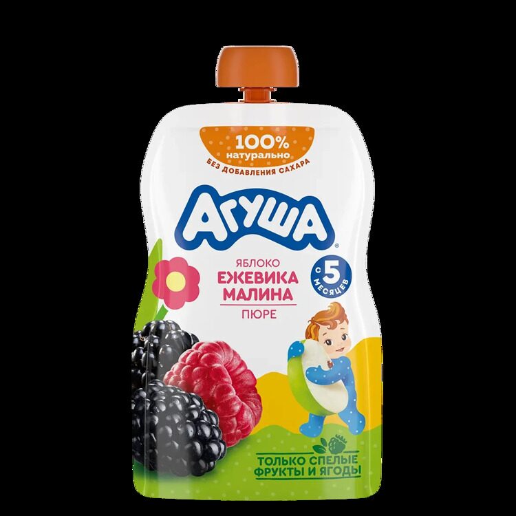 Агуша Яблоко Ежевика и Малина 90 г